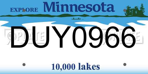 DUY0966 Minnesota License Plate