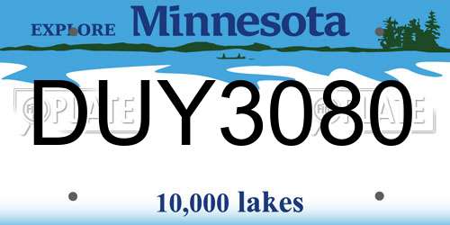 DUY3080 Minnesota License Plate