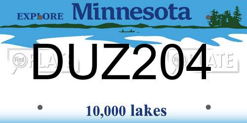 DUZ204 Minnesota License Plate