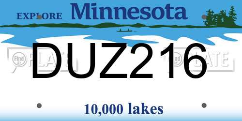 DUZ216 Minnesota License Plate
