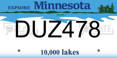 DUZ478 Minnesota License Plate
