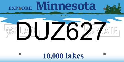 DUZ627 Minnesota License Plate