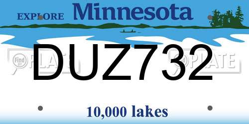 DUZ732 Minnesota License Plate