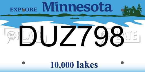 DUZ798 Minnesota License Plate
