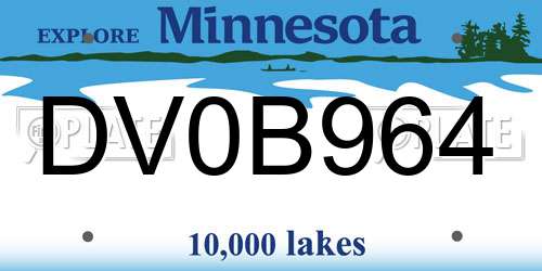 DV0B964 Minnesota License Plate