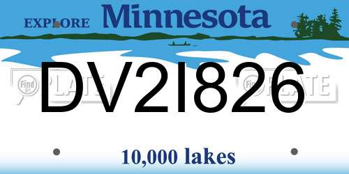 DV2I826 Minnesota License Plate