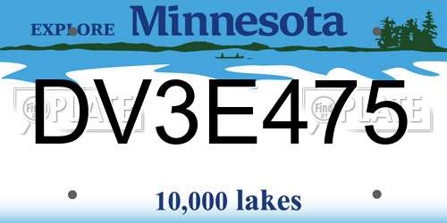 DV3E475 Minnesota License Plate