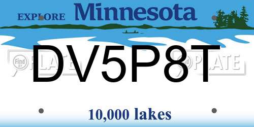 DV5P8T Minnesota License Plate