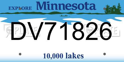 DV71826 Minnesota License Plate