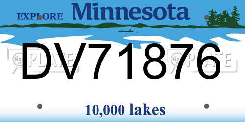 DV71876 Minnesota License Plate