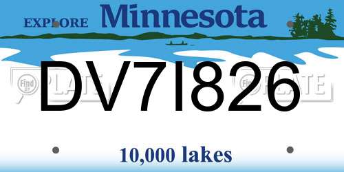 DV7I826 Minnesota License Plate
