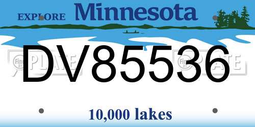 DV85536 Minnesota License Plate