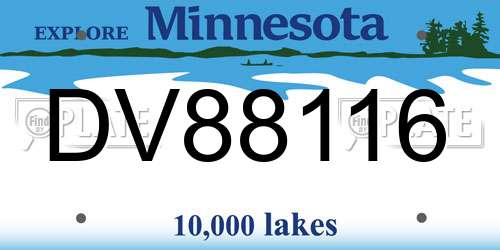 DV88116 Minnesota License Plate