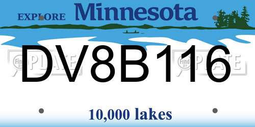 DV8B116 Minnesota License Plate