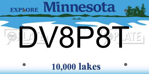 DV8P8T Minnesota License Plate