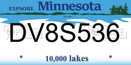 DV8S536 Minnesota License Plate
