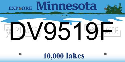 DV9519F Minnesota License Plate
