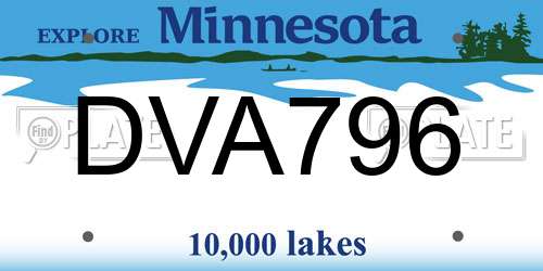DVA796 Minnesota License Plate