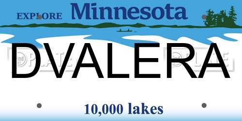 DVALERA Minnesota License Plate