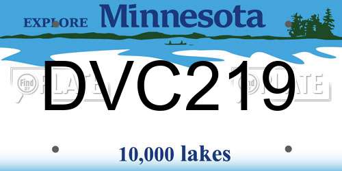 DVC219 Minnesota License Plate