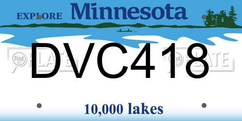 DVC418 Minnesota License Plate