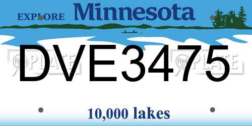 DVE3475 Minnesota License Plate