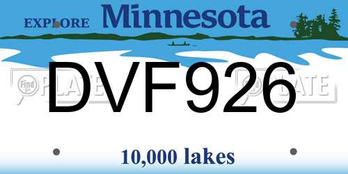 DVF926 Minnesota License Plate