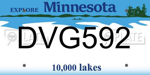 DVG592 Minnesota License Plate