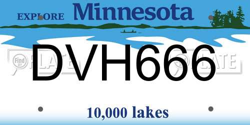 DVH666 Minnesota License Plate