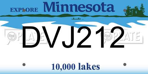 DVJ212 Minnesota License Plate