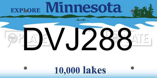DVJ288 Minnesota License Plate