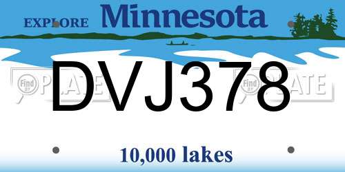 DVJ378 Minnesota License Plate