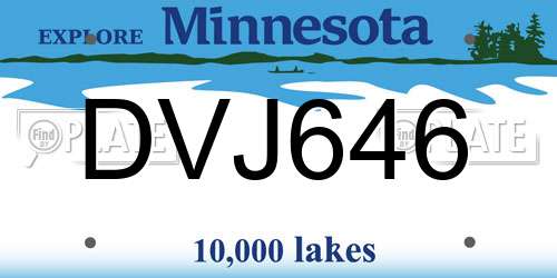 DVJ646 Minnesota License Plate