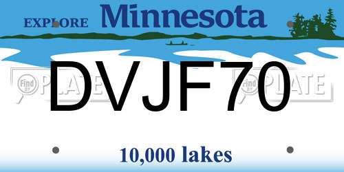DVJF70 Minnesota License Plate