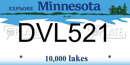 DVL521 Minnesota License Plate