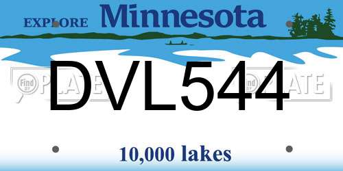 DVL544 Minnesota License Plate