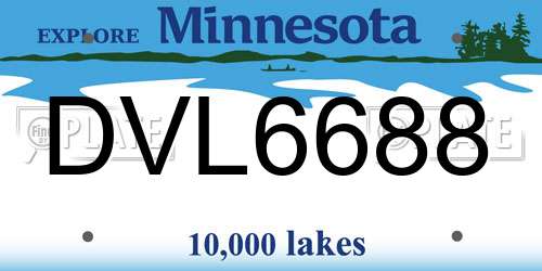 DVL6688 Minnesota License Plate