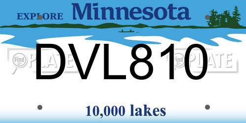 DVL810 Minnesota License Plate