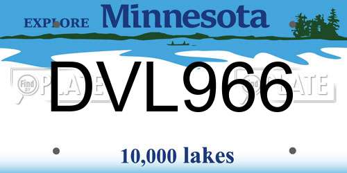 DVL966 Minnesota License Plate