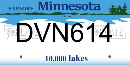 DVN614 Minnesota License Plate