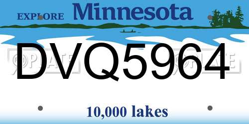 DVQ5964 Minnesota License Plate