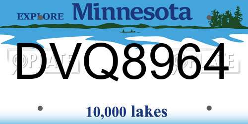 DVQ8964 Minnesota License Plate