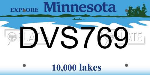DVS769 Minnesota License Plate