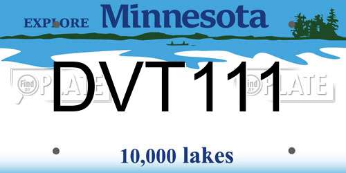 DVT111 Minnesota License Plate