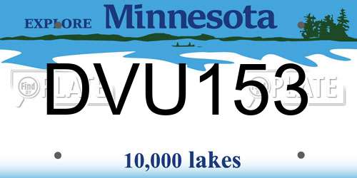 DVU153 Minnesota License Plate