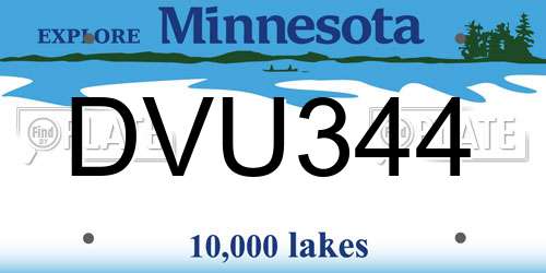 DVU344 Minnesota License Plate