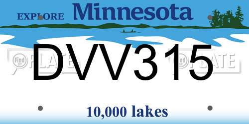 DVV315 Minnesota License Plate