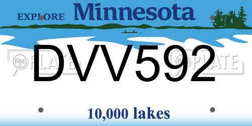 DVV592 Minnesota License Plate