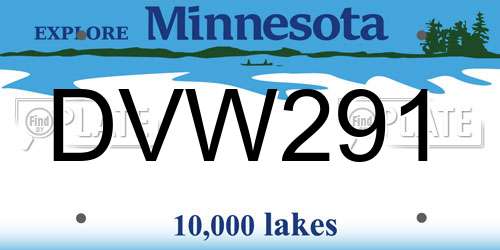 DVW291 Minnesota License Plate