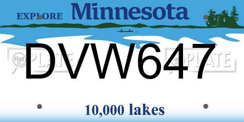 DVW647 Minnesota License Plate
